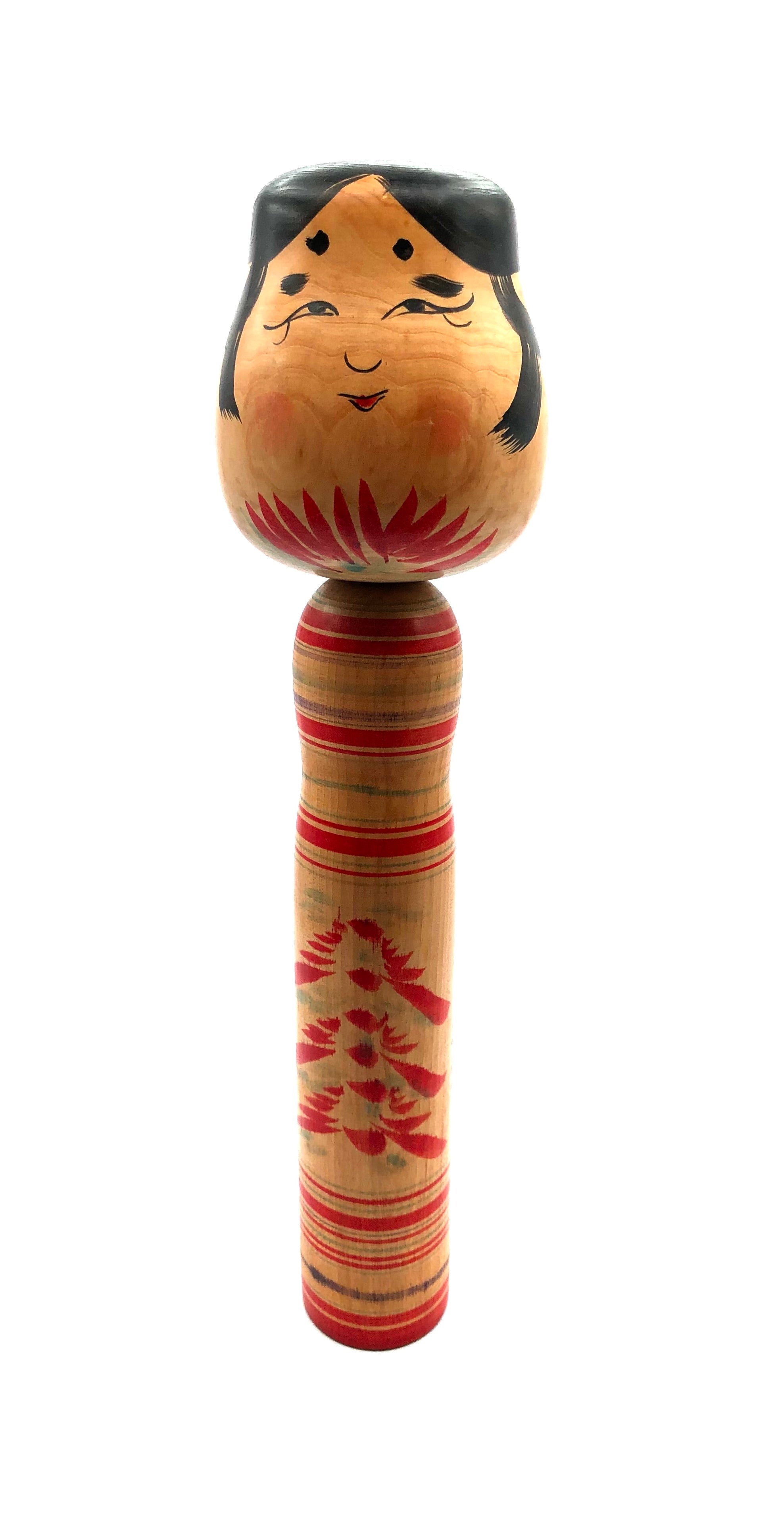 Vintage Japanese Traditional Tougatta Kokeshi of Otafuku, (Okame) by Sato, Oshizo (1889-)