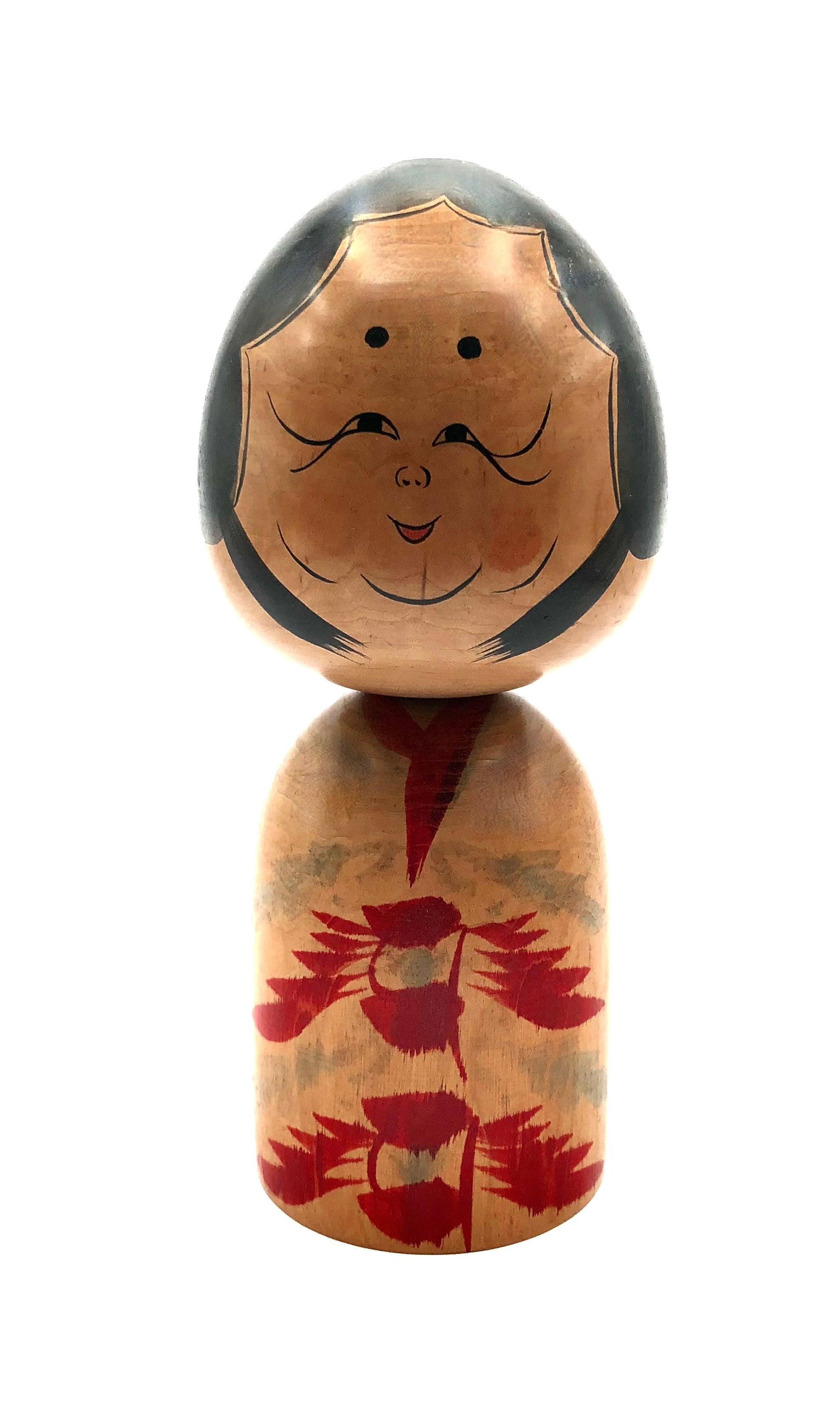Vintage Japanese Traditional Tougatta Kokeshi of Otafuku by Sato, Teruo (1919-)