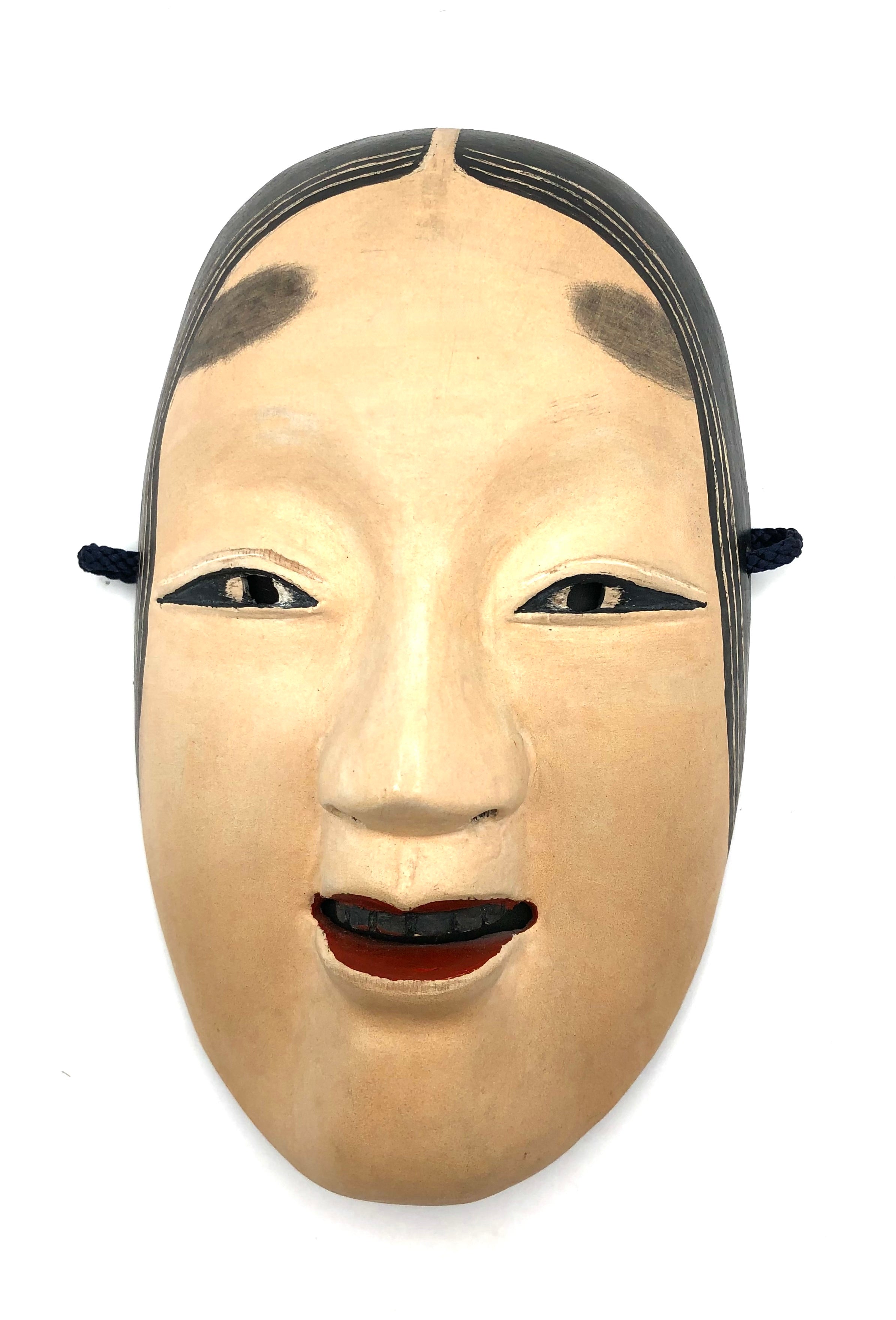 Vintage Japanese Noh Mask Lacquered Wood Carving: Ko-omoto Young Girl | Traditional Omen by Oiwa, Hirosho