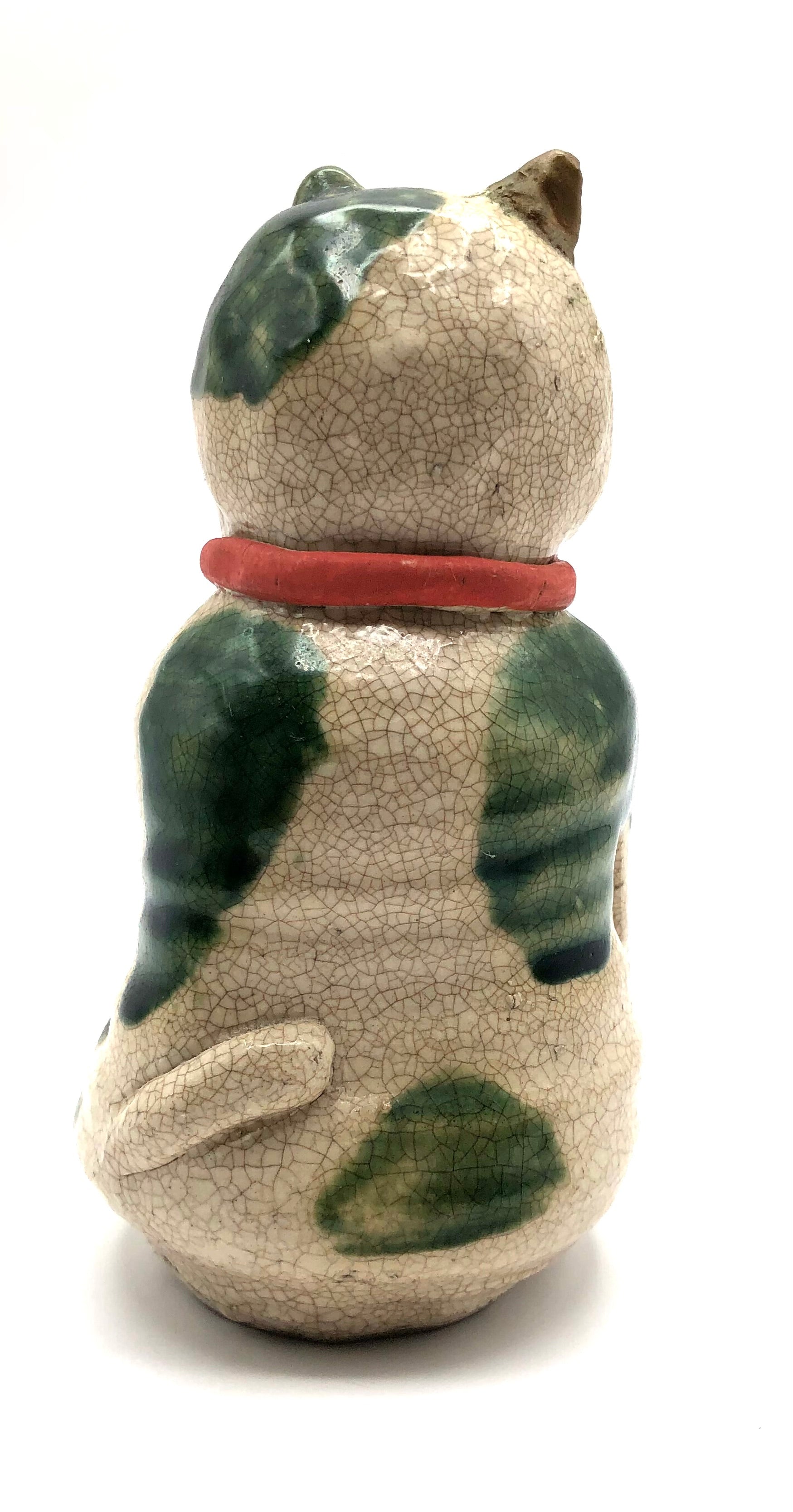 Vintage RARE Japanese Mino/Oribe Maneki Neko (Lucky Cat) | Artist Unknown