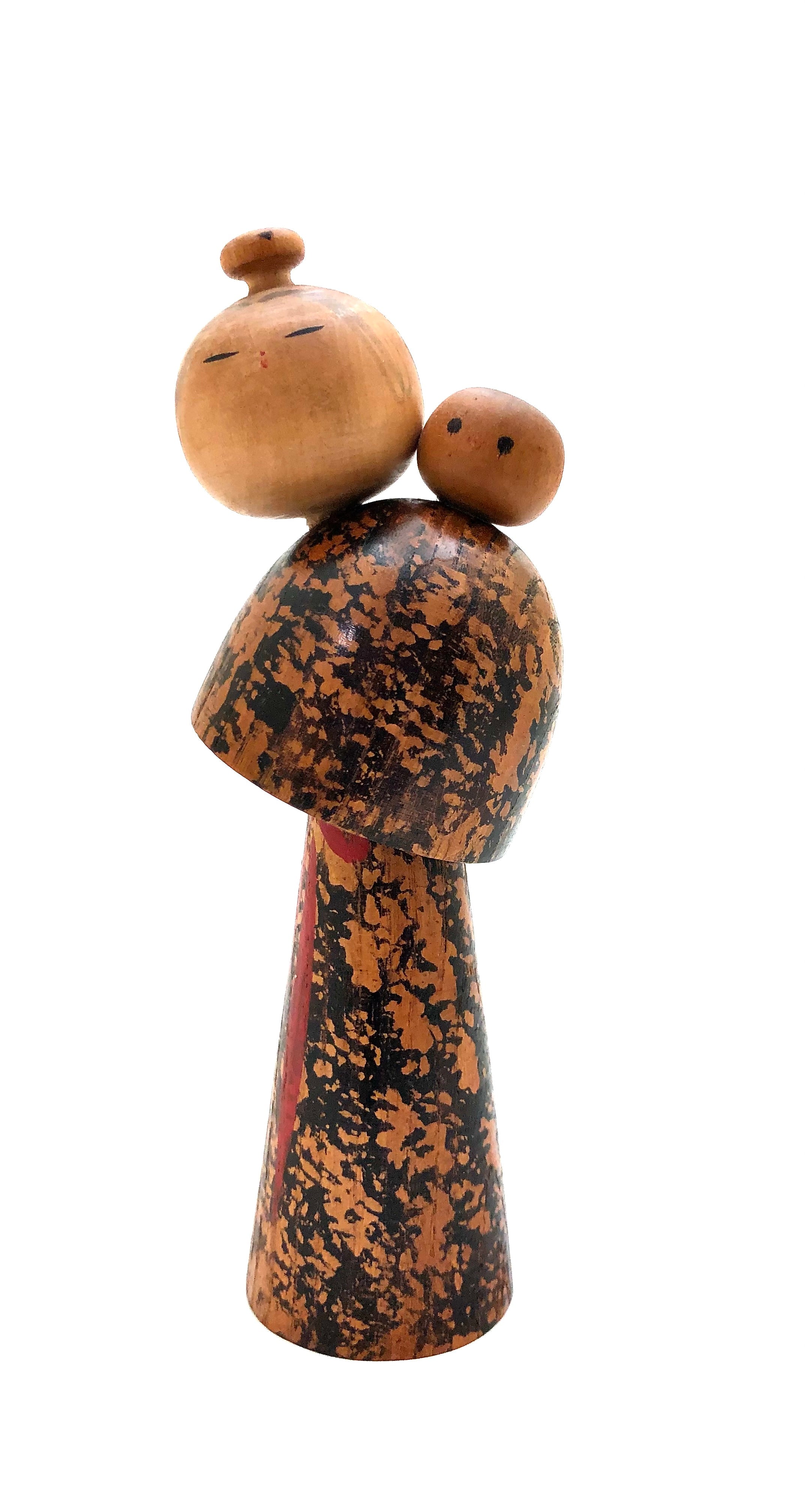 Vintage Japanese Sosaku Kokeshi entitled: Komori, Tending Child by Kuribayashi, Issetsu