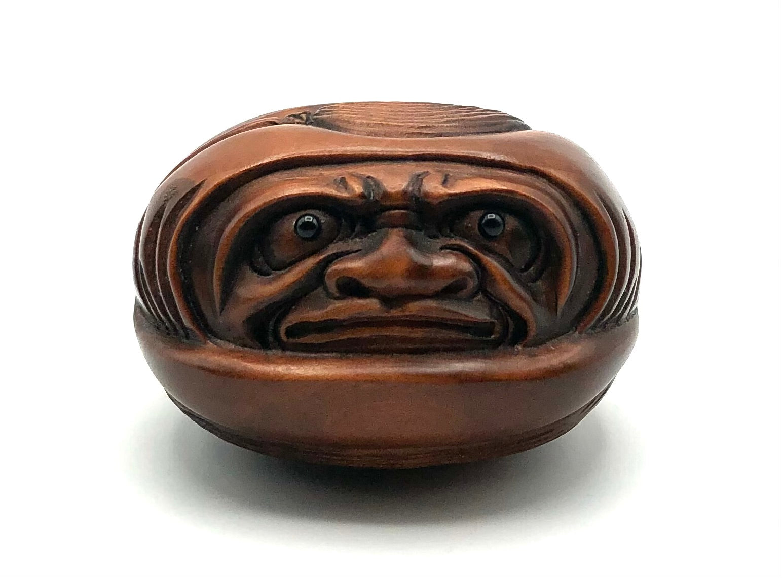 Antique Japanese RARE Boxwood Netsuke, Character of Daruma (Bodhidharma)