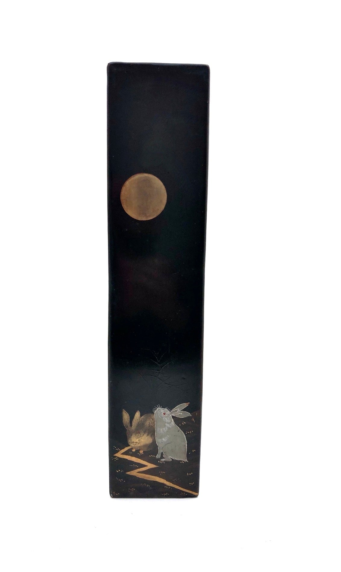 Large Japanese lacquer Tanzaku’bako with Rabbits - Japanese Poem Box