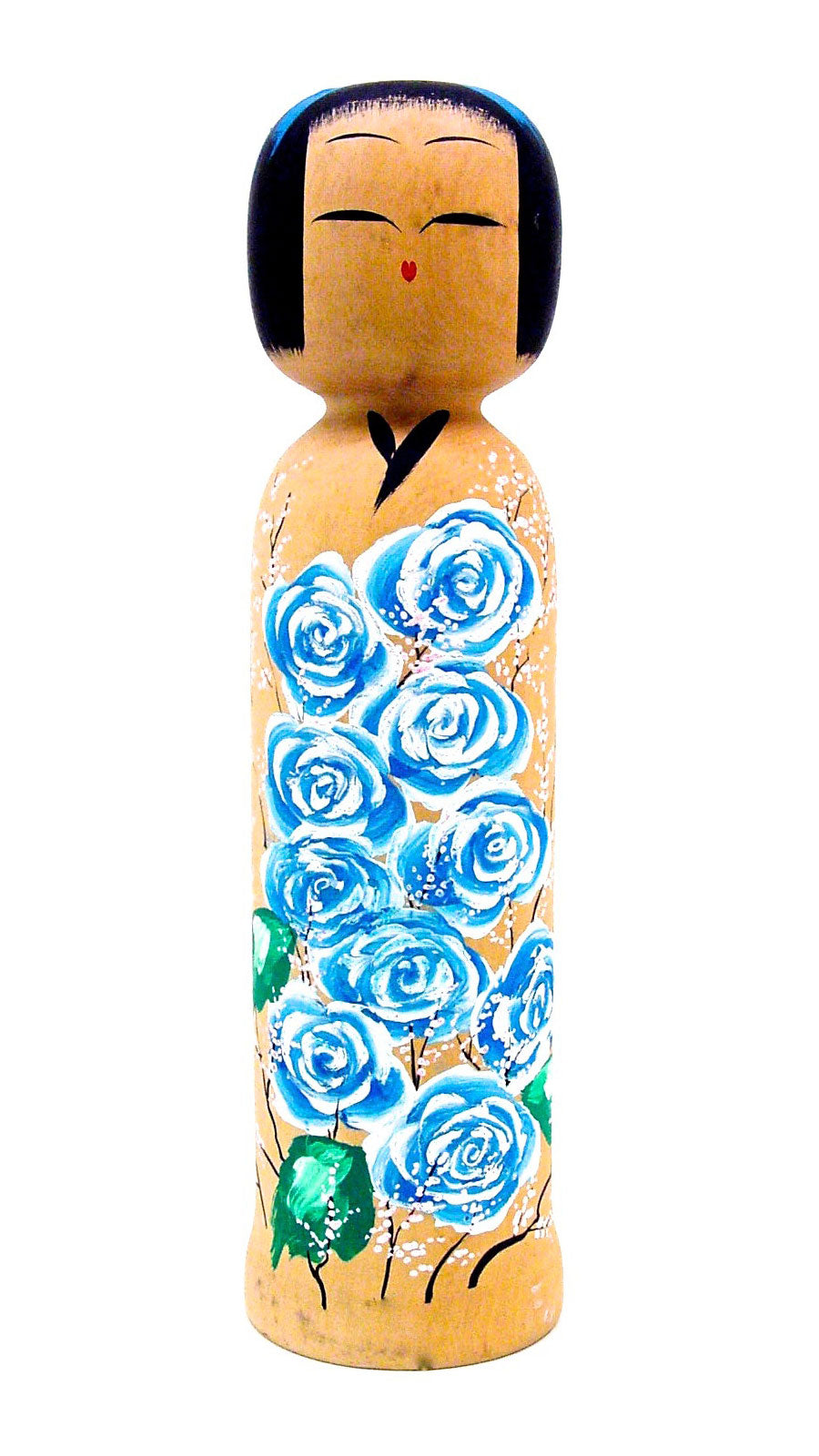 Sosaku Kokeshi by Matagoro, Kiyomi entitled: "Ao Bara | Blue Rose"