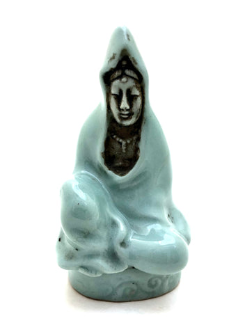 Antique Japanese Celadon Kannon figure | Buddhist Art figurine