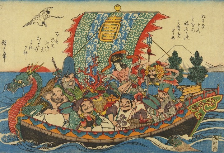 Vintage Japanese Seven Lucky Gods Nodder Kokeshi | Shichi-Fuku-Jin