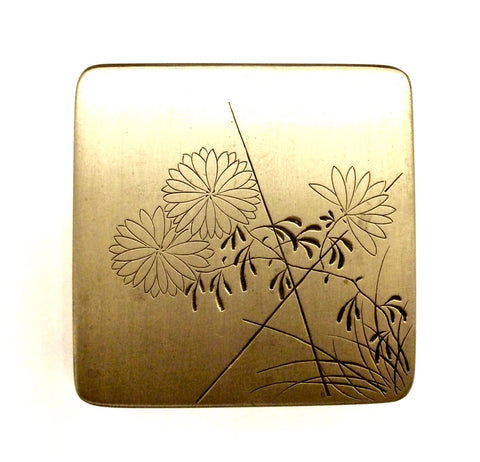 Vintage Japanese Brass Seal Paste Box and Cover | Calligraphers Ink Box (Shuniku)
