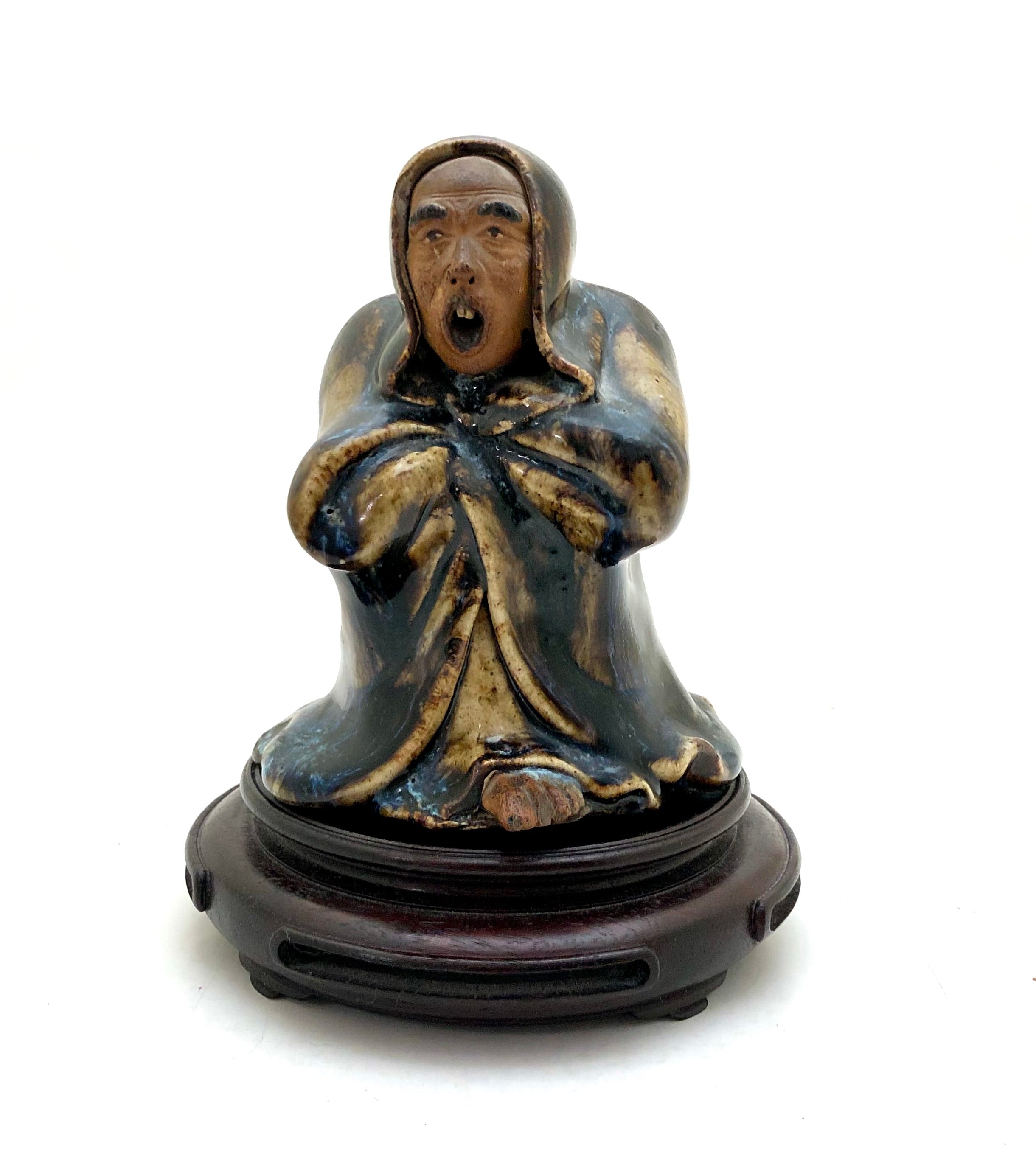 Antique Chinese Republic Shiwan (Shekwan) Pottery | Yawning Bodhidharma