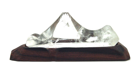Carved, Vintage Japanese Crystal Brush Rest in the Form of Mt. Fuji on Rosewood Base