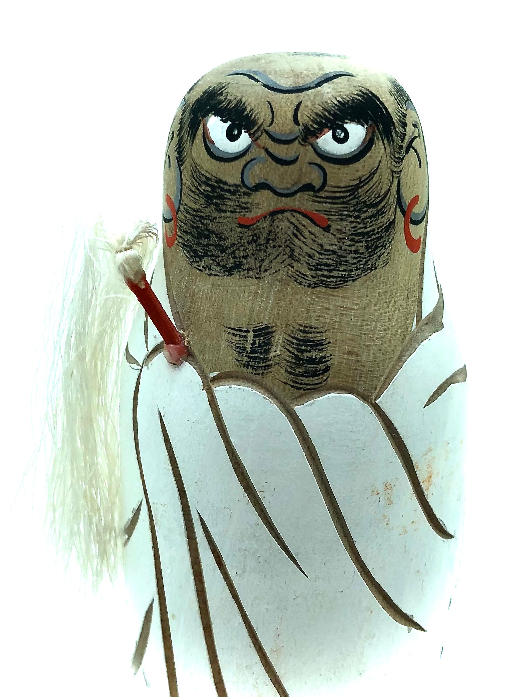 Vintage Japanese Daruma with Fly Whisk | Religious Okimono