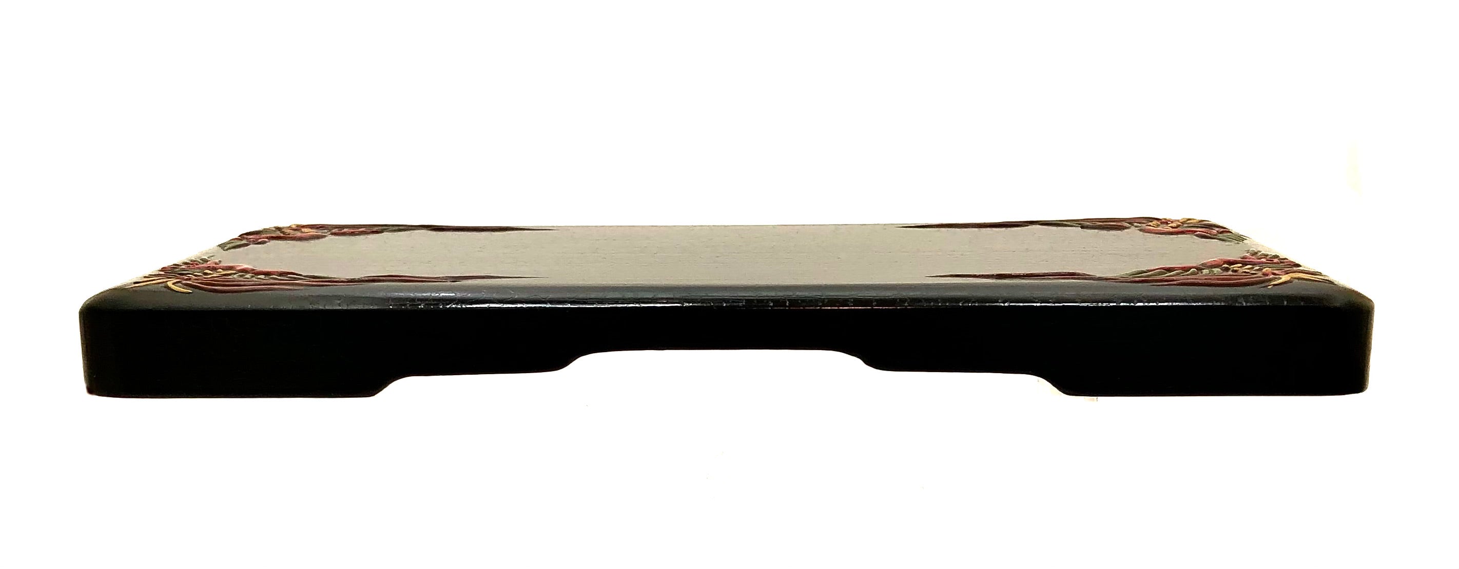 Vintage Japanese Wooden Black Lacquer Fumibako (Pen Box)