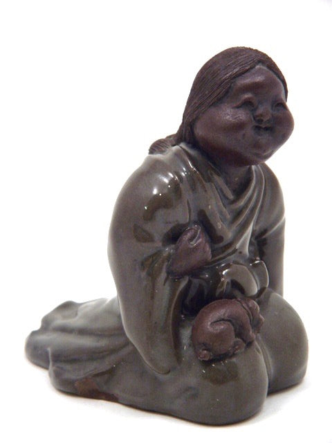 Antique Japanese Pottery Story Teller Figurines | Hakuin & Otafuku