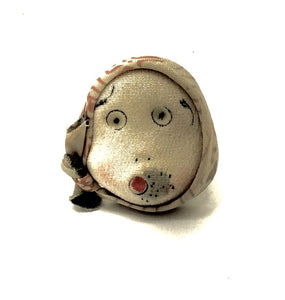 Japanese Chirimen Silk One-Of-A-Kind Brooch | Hyottoko Noh Character Decorative Pin