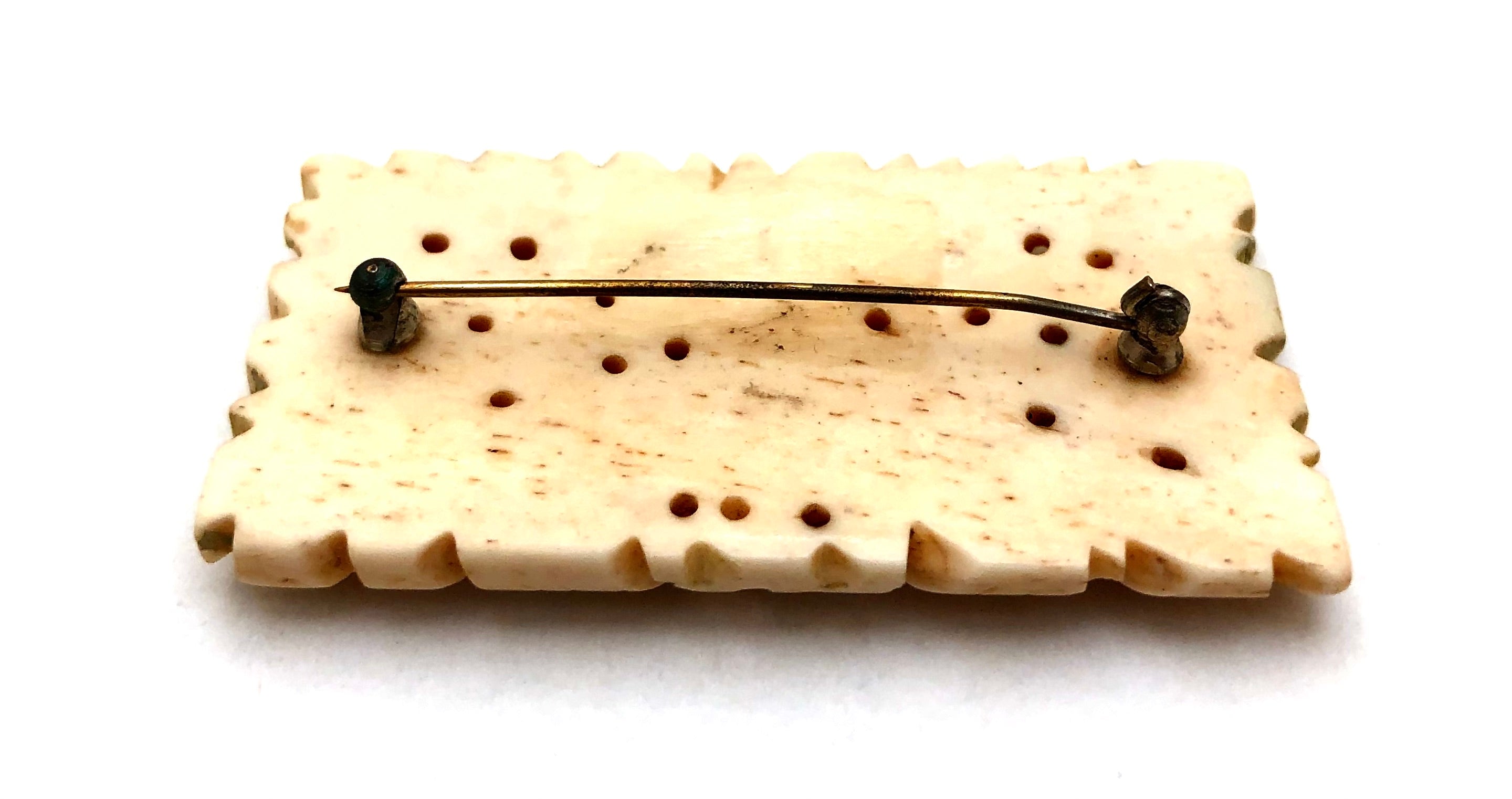 Japanese Antique Bone Carved Brooch