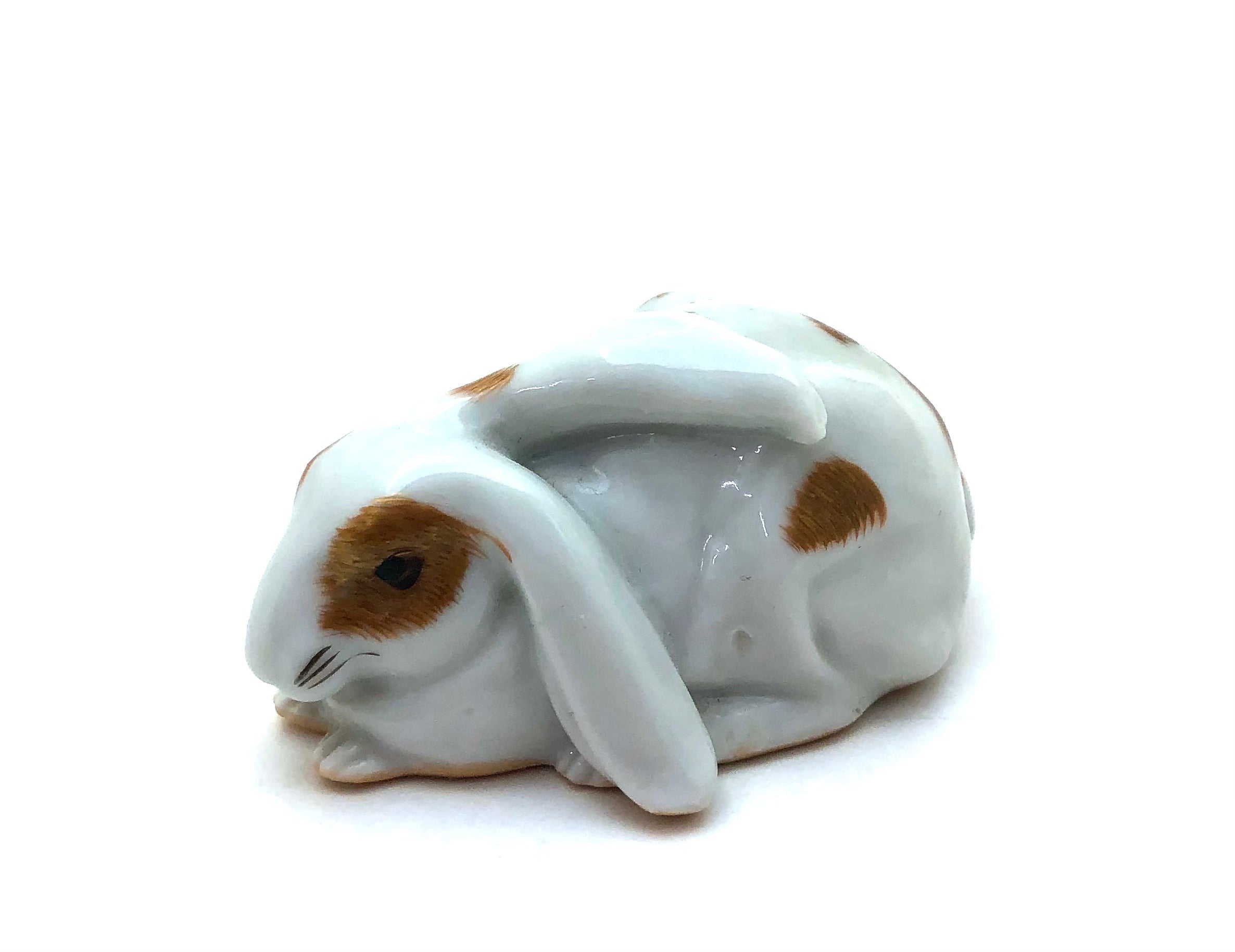 Rare Vintage Japanese Kutani Porcelain Rabbit Figurine