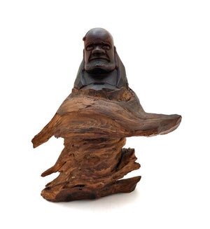Vintage Japanese Nata-bori Carving of Bodhidharma (Daruma)