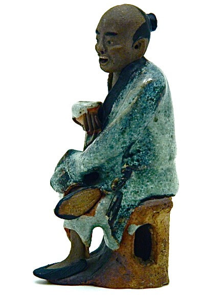 Superb Shiwan Chinese Glazed Mud Man Figure Fisherman-Missing