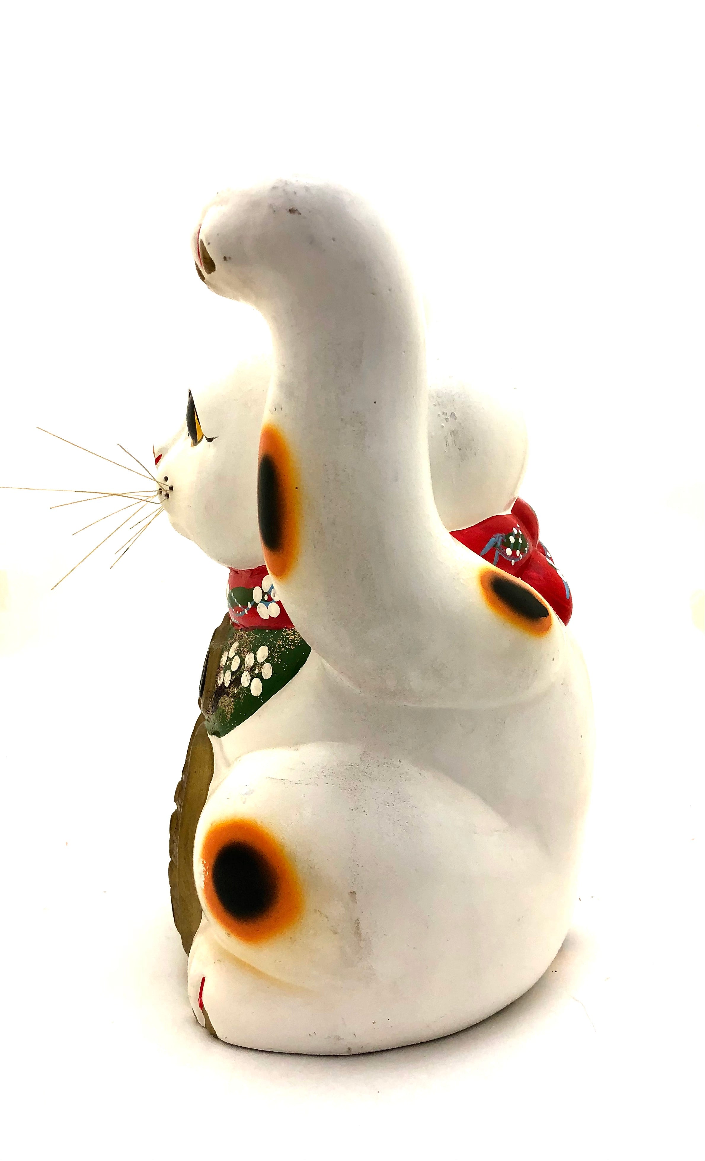 Vintage Japanese “Rare” White Maneki Neko Lucky Cat Bank