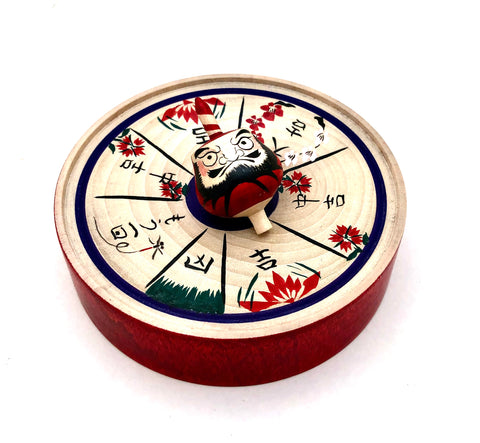 Vintage Japanese Gambling Toy with Daruma Spinning Top by Kakizawa Korenobu