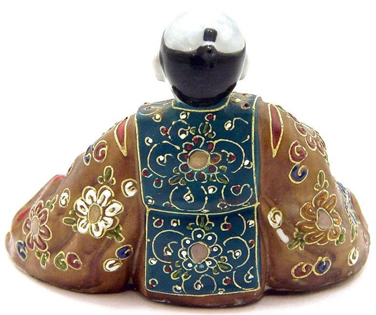 Vintage Japanese Kutani Moriage Porcelain Okimono of Nobel Man | Signed