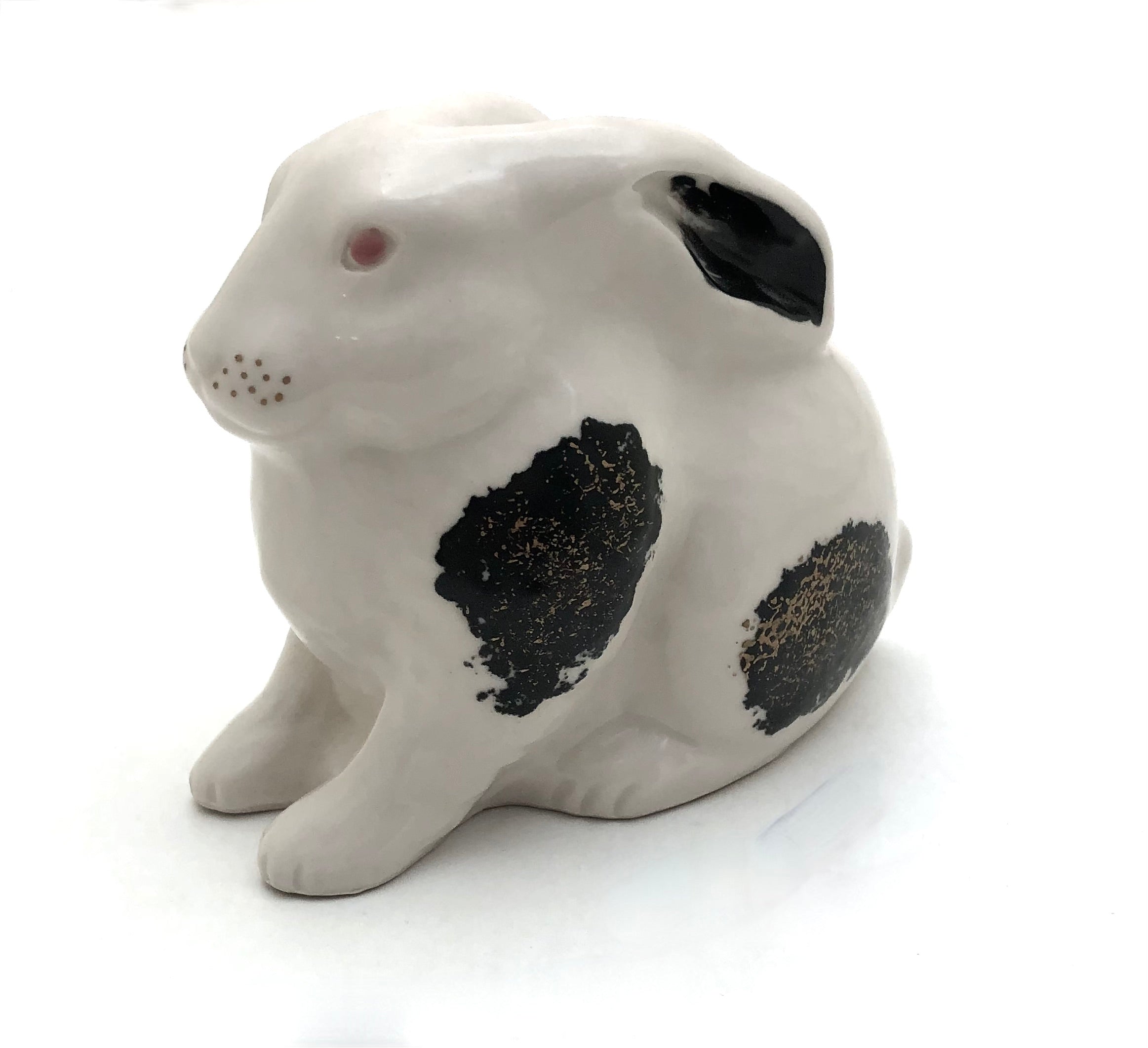Japanese Vintage Satsuma Yaki Ceramic Rabbit with Black and Gold decoration by Heian Tachikichi