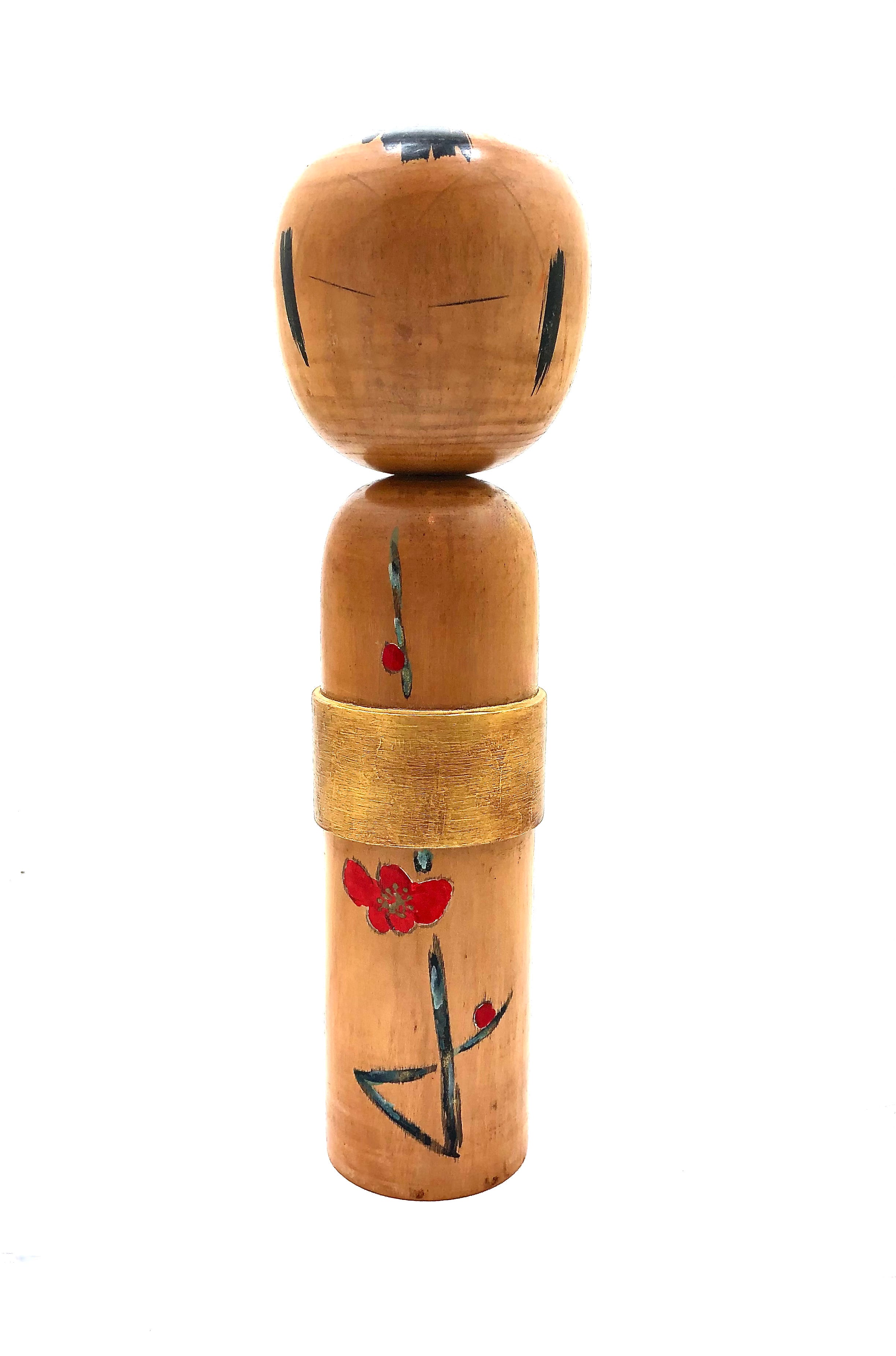 Vintage Japanese Sosaku Kokeshi entitled: “Akaume | Red Plum” by Takahashi, Hashime | 1918-2002