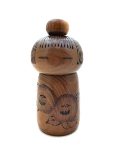 Vintage Japanese Sosaku Kokeshi Entitled: Kantsbaki (Winter Camelia), by Takaizawa, Kazuo
