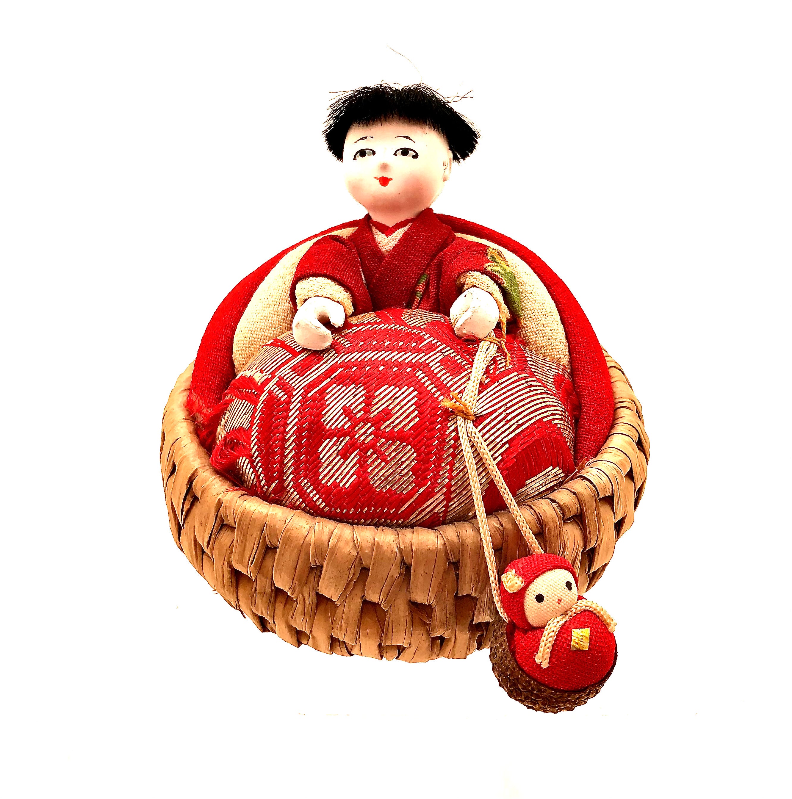 Vintage, RARE Traditional Izume.Ko Doll with Daruma Toy