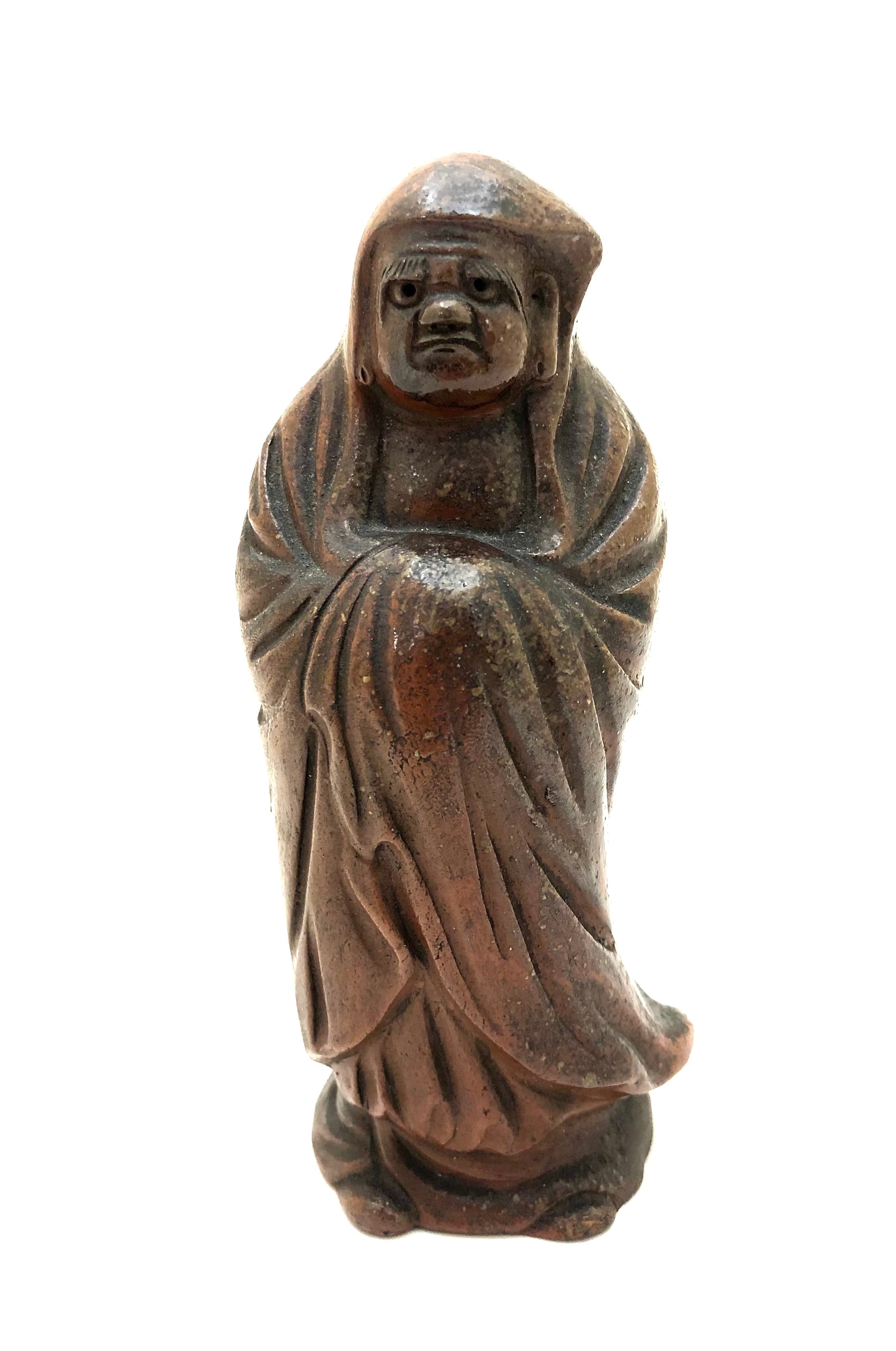Vintage Japanese Bizen-yaki DARUMA Statue | Zen Patriarch Buddhist Monk