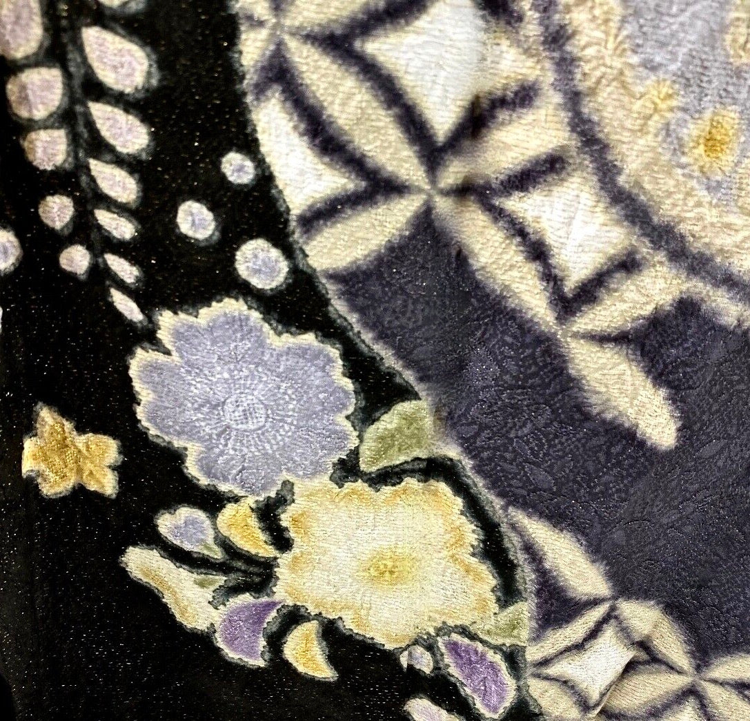 Japanese Vintage Silk and Shibori “FURISODE" Kimono