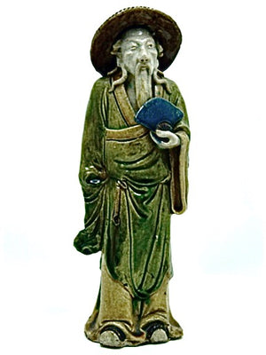 Antique Chinese Republic Shiwan (Shekwan) Pottery  | Su Wu with Fan