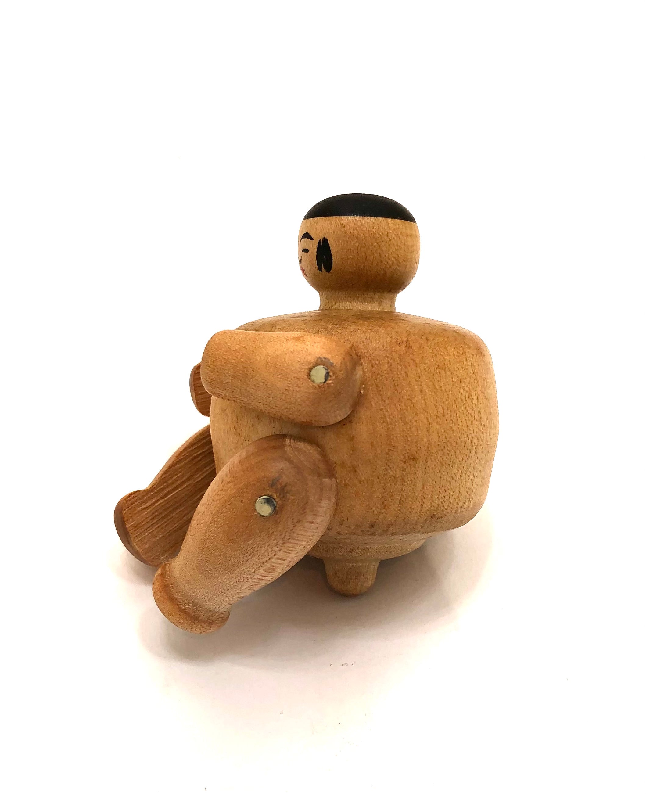 Rare Tougatta Kokeshi Baby in Bath by Mamoru, Fumio | Traditional Tsuta Family Kokeshi Kijigangu