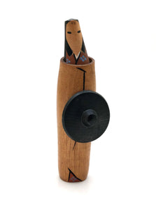Vintage Sosaku Kokeshi entitled: “Oshinobi dochu | Traveling Incognito” by Kon, Akira (Seiju)