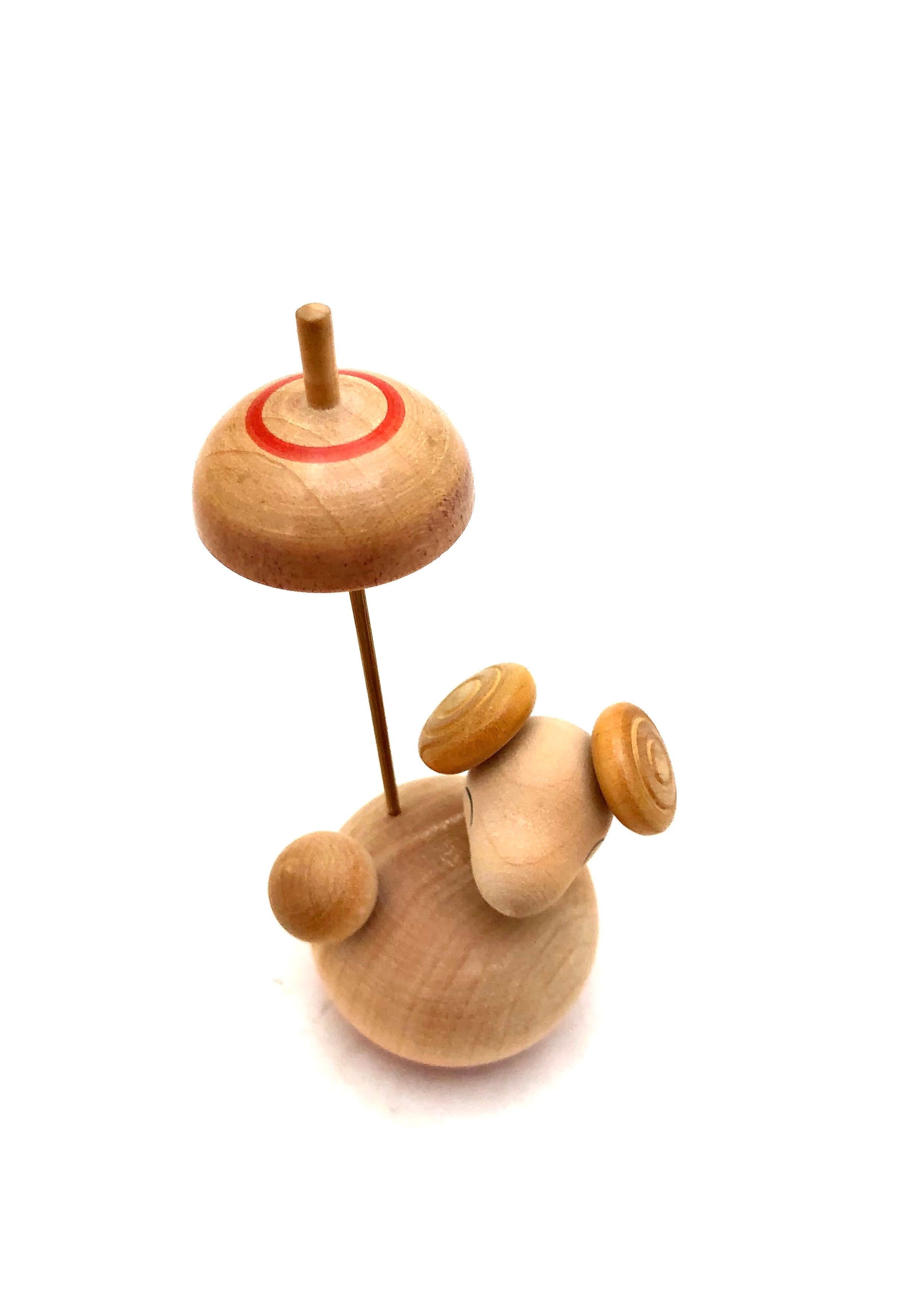 Vintage Japanese Spinning Sheep (Hitsuji) Koma | Wood Spinning top by Fukushima, Tomotsu